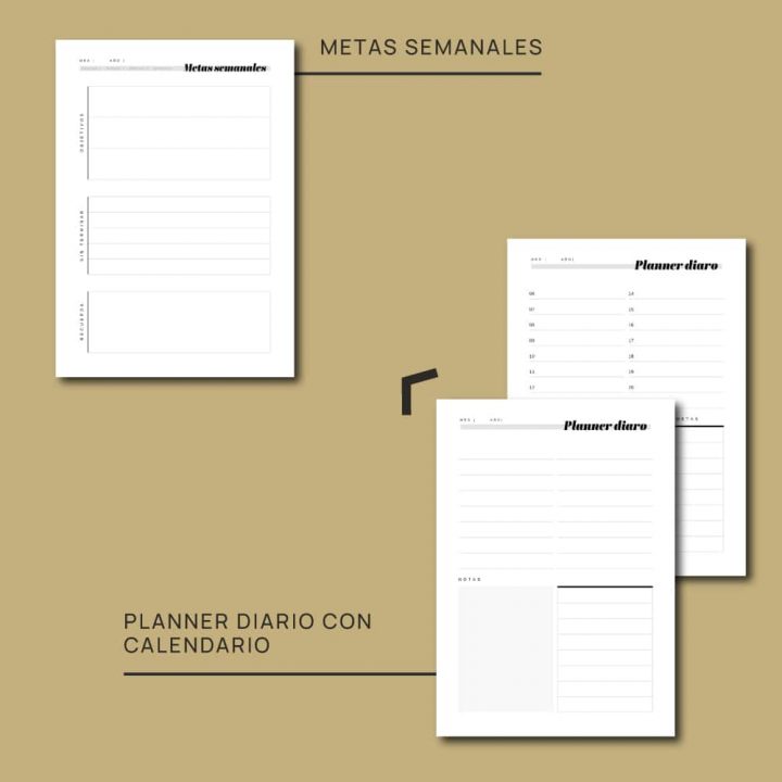 Planner Personal Minimal sin fechas Completo | Imprimible